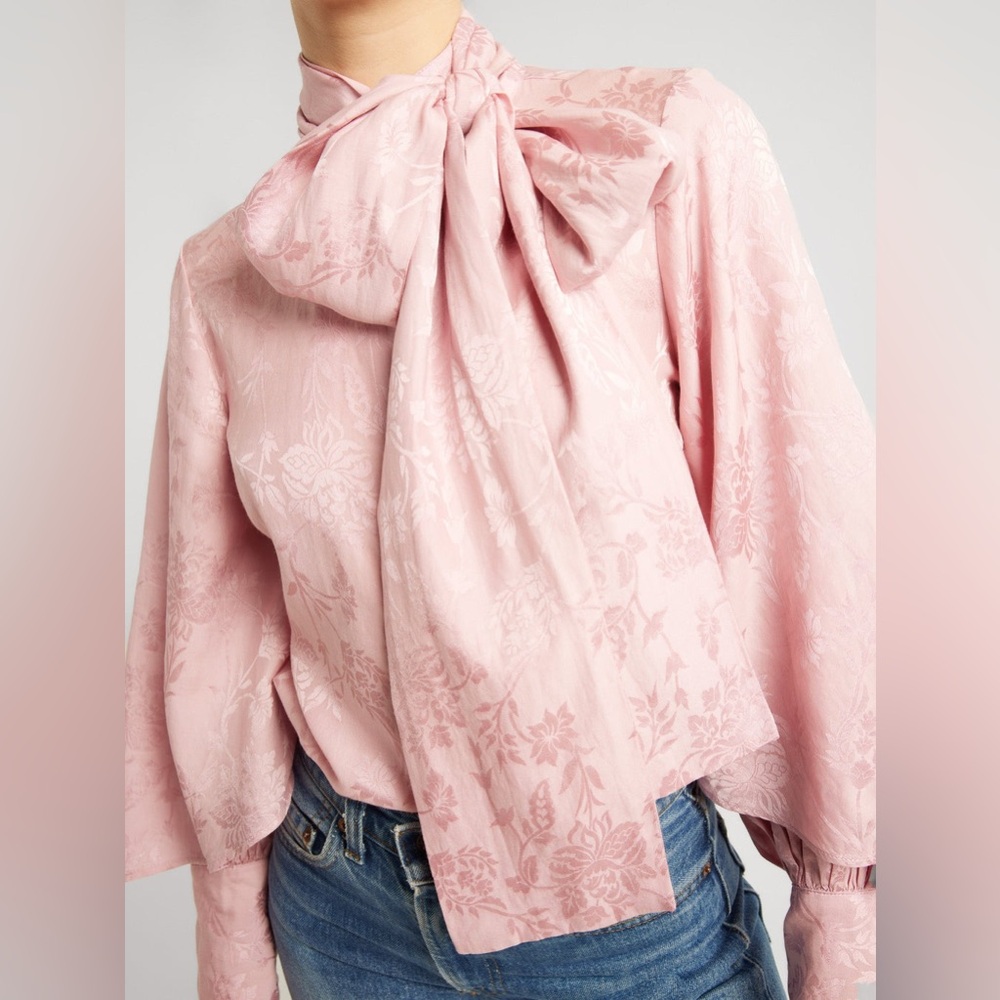 NWT Mille GiGi Jacquard Long Sleeve Blouse - Picture 3 of 9